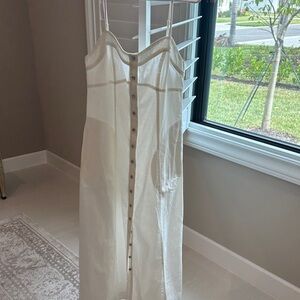 Free People Cream Button-Down Maxi Dress